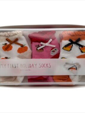 Mud Pie My First Holiday Baby Socks NWT 0-12 Months Baby Gift NEW in Box